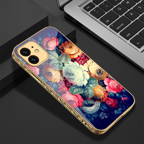 iPhone 12 Cover - Floral Series 2 - Premium Electroplated Shutterproof Case Soft Silicon Borders Case