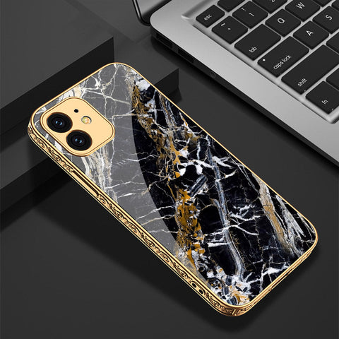 iPhone 11 Cover - Black Marble Series - Premium Electroplated Shutterproof Case Soft Silicon Borders Case