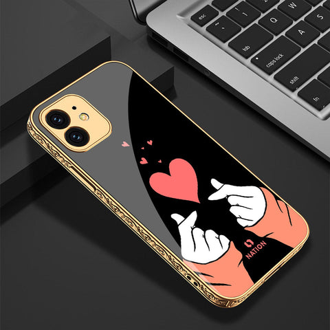 iPhone 12 Cover - Onation Heart Series - Premium Electroplated Shutterproof Case Soft Silicon Borders Case