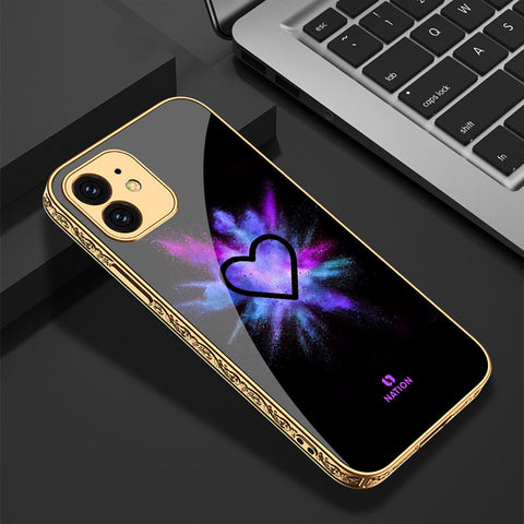 iPhone 12 Cover - Onation Heart Series - Premium Electroplated Shutterproof Case Soft Silicon Borders Case