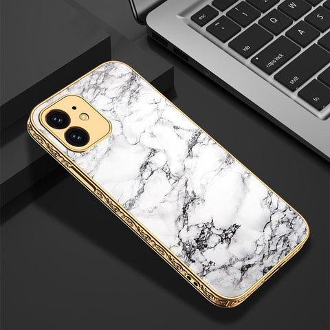 iPhone 11 Cover - White Marble Series - Premium Electroplated Shutterproof Case Soft Silicon Borders Case