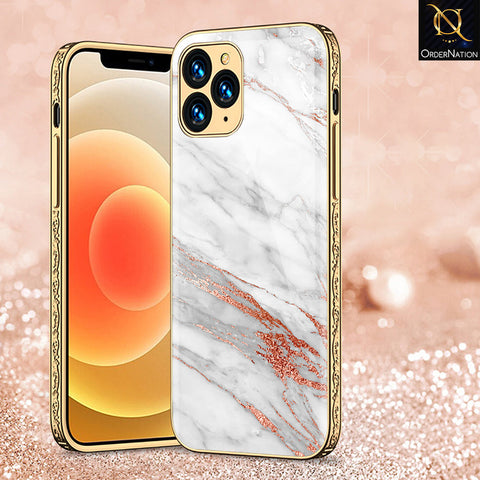 iPhone 11 Pro Cover - White Marble Series - Premium Electroplated Shutterproof Case Soft Silicon Borders Case