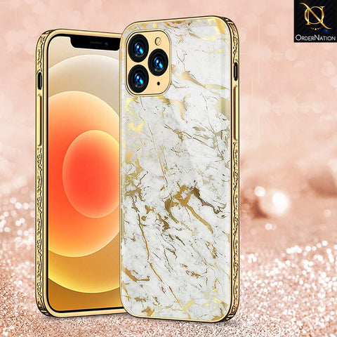 iPhone 12 Pro Max Cover - White Marble Series - Premium Electroplated Shutterproof Case Soft Silicon Borders Case