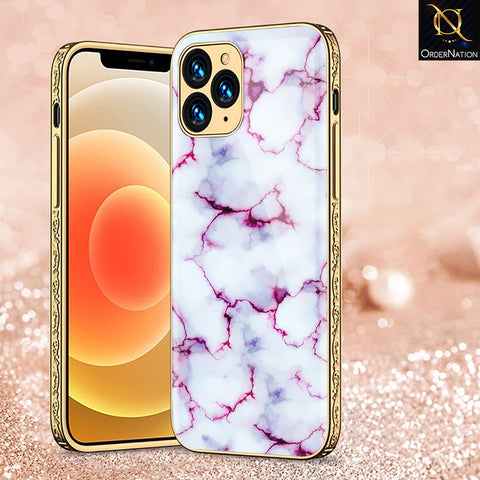 iPhone 12 Pro Max Cover - White Marble Series - Premium Electroplated Shutterproof Case Soft Silicon Borders Case