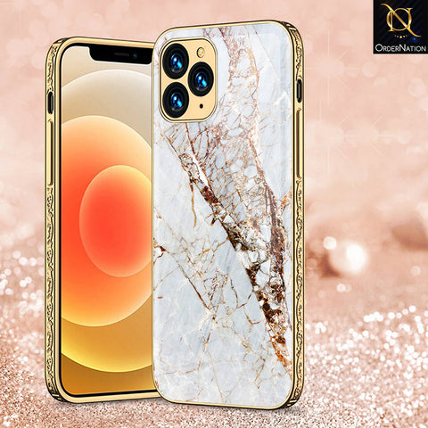 iPhone 12 Pro Cover - White Marble Series - Premium Electroplated Shutterproof Case Soft Silicon Borders Case