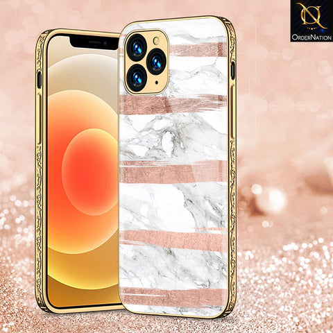 iPhone 11 Pro Cover - White Marble Series - Premium Electroplated Shutterproof Case Soft Silicon Borders Case