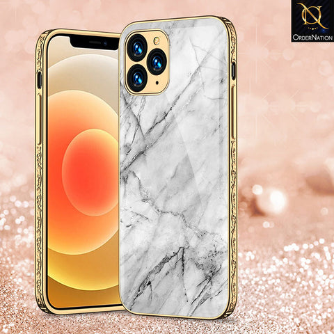 iPhone 12 Pro Max Cover - White Marble Series - Premium Electroplated Shutterproof Case Soft Silicon Borders Case