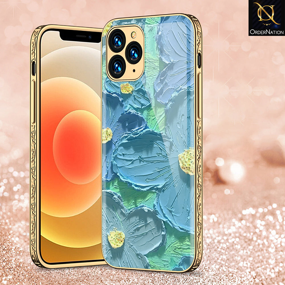 iPhone 12 Pro Cover - Floral Series - Premium Electroplated Shutterproof Case Soft Silicon Borders Case