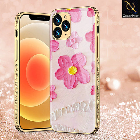 iPhone 12 Pro Cover - Floral Series - Premium Electroplated Shutterproof Case Soft Silicon Borders Case