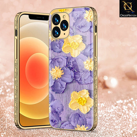 iPhone 12 Pro Cover - Floral Series - Premium Electroplated Shutterproof Case Soft Silicon Borders Case