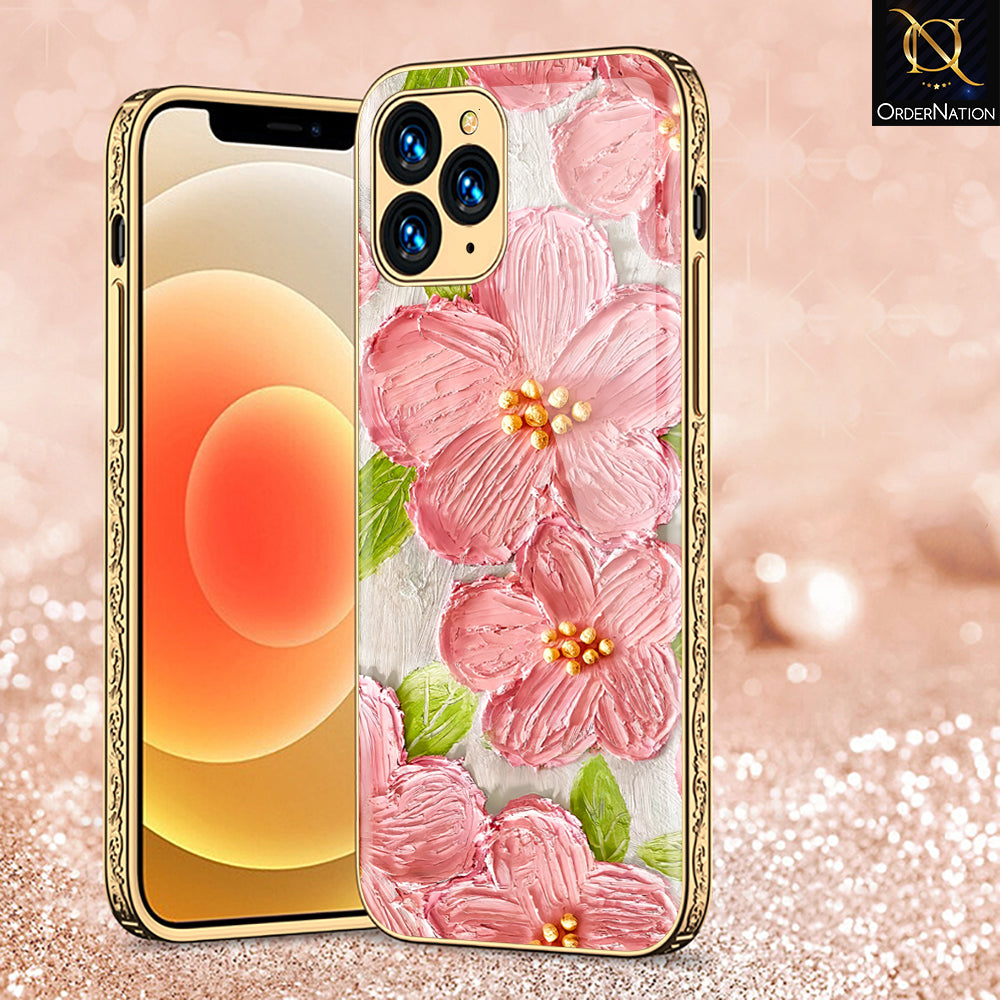 iPhone 12 Pro Max Cover - Floral Series - Premium Electroplated Shutterproof Case Soft Silicon Borders Case