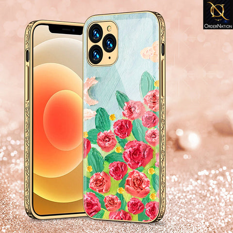 iPhone 12 Pro Cover - Floral Series - Premium Electroplated Shutterproof Case Soft Silicon Borders Case