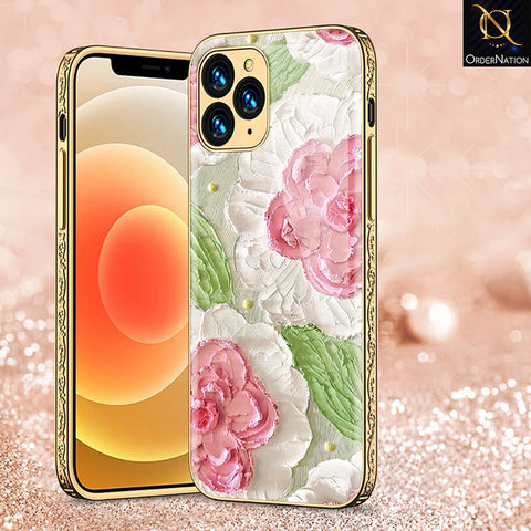 iPhone 12 Pro Max Cover - Floral Series - Premium Electroplated Shutterproof Case Soft Silicon Borders Case