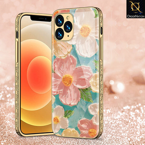 iPhone 12 Pro Max Cover - Floral Series - Premium Electroplated Shutterproof Case Soft Silicon Borders Case