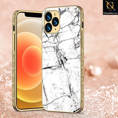 iPhone 12 Pro Cover - White Marble Series 2 - Premium Electroplated Shutterproof Case Soft Silicon Borders Case