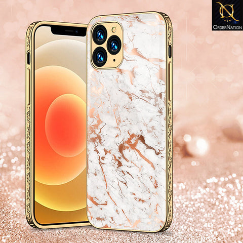 iPhone 12 Pro Cover - White Marble Series 2 - Premium Electroplated Shutterproof Case Soft Silicon Borders Case