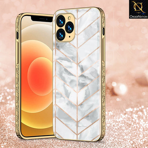 iPhone 12 Pro Max Cover - White Marble Series 2 - Premium Electroplated Shutterproof Case Soft Silicon Borders Case