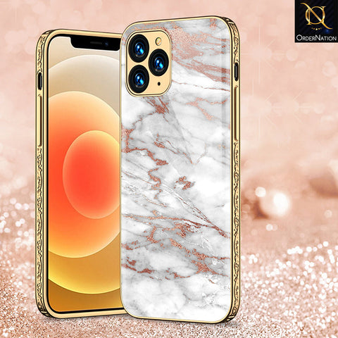 iPhone 12 Pro Cover - White Marble Series 2 - Premium Electroplated Shutterproof Case Soft Silicon Borders Case