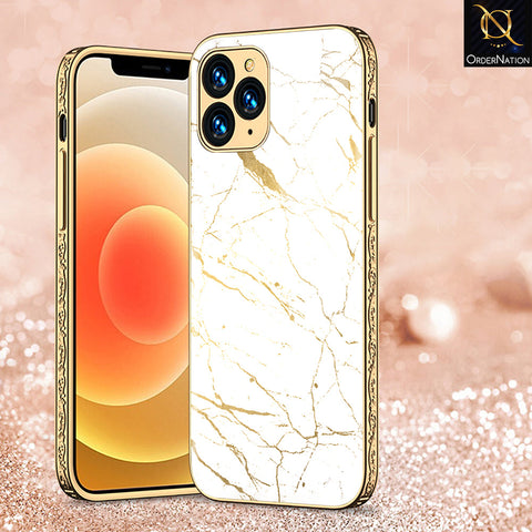 iPhone 11 Pro Max Cover - White Marble Series 2 - Premium Electroplated Shutterproof Case Soft Silicon Borders Case