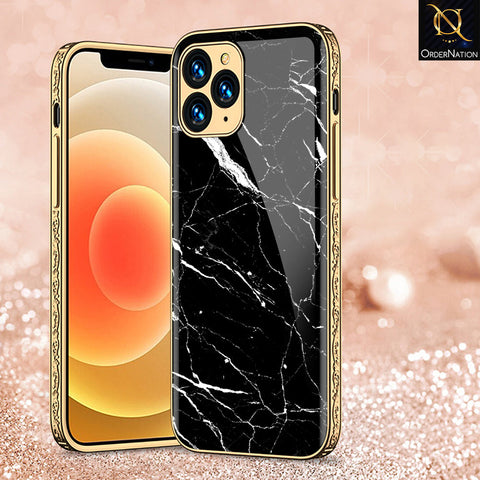 iPhone 12 Pro Max Cover - Black Marble Series - Premium Electroplated Shutterproof Case Soft Silicon Borders Case