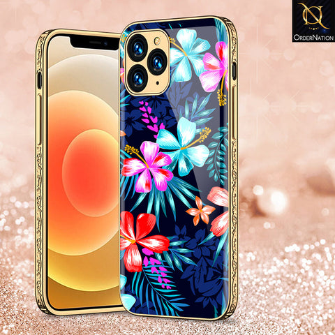 iPhone 12 Pro Max Cover - Floral Series - Premium Electroplated Shutterproof Case Soft Silicon Borders Case