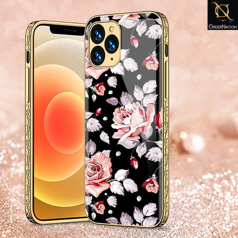 iPhone 12 Pro Max Cover - Floral Series - Premium Electroplated Shutterproof Case Soft Silicon Borders Case