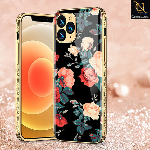 iPhone 12 Pro Max Cover - Floral Series 2 - Premium Electroplated Shutterproof Case Soft Silicon Borders Case