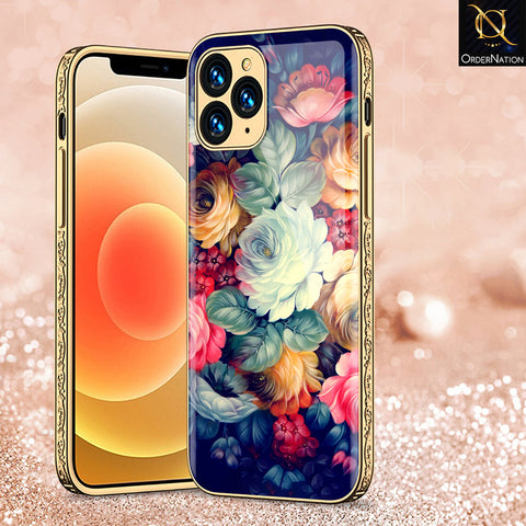 iPhone 12 Pro Cover - Floral Series 2 - Premium Electroplated Shutterproof Case Soft Silicon Borders Case