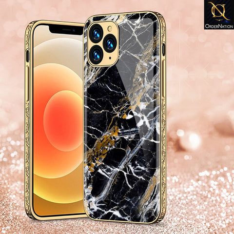 iPhone 11 Pro Cover - Black Marble Series - Premium Electroplated Shutterproof Case Soft Silicon Borders Case