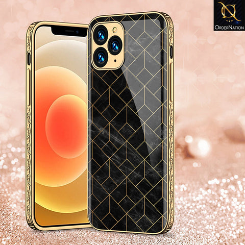 iPhone 12 Pro Cover - Black Marble Series - Premium Electroplated Shutterproof Case Soft Silicon Borders Case