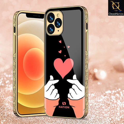 iPhone 11 Pro Max Cover - Onation Heart Series - Premium Electroplated Shutterproof Case Soft Silicon Borders Case