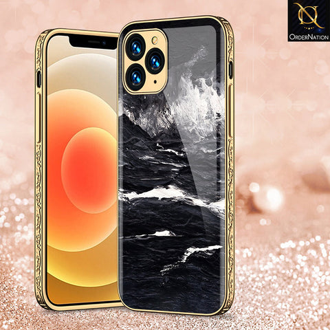 iPhone 13 Pro Max Cover - Black Marble Series - Premium Electroplated Shutterproof Case Soft Silicon Borders Case