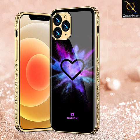 iPhone 11 Pro Max Cover - Onation Heart Series - Premium Electroplated Shutterproof Case Soft Silicon Borders Case