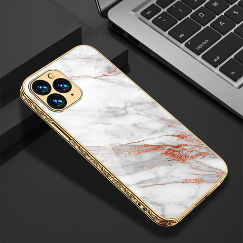 iPhone 13 Pro Max Cover - White Marble Series - Premium Electroplated Shutterproof Case Soft Silicon Borders Case