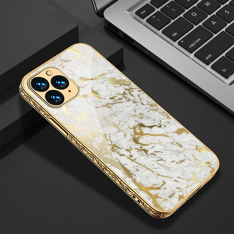 iPhone 11 Pro Cover - White Marble Series - Premium Electroplated Shutterproof Case Soft Silicon Borders Case