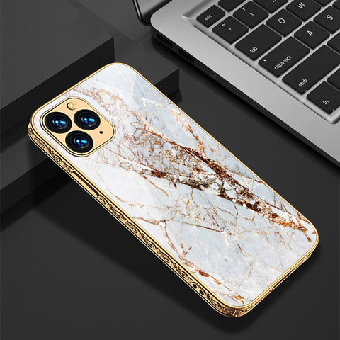 iPhone 13 Pro Max Cover - White Marble Series - Premium Electroplated Shutterproof Case Soft Silicon Borders Case
