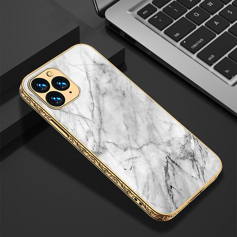 iPhone 11 Pro Cover - White Marble Series - Premium Electroplated Shutterproof Case Soft Silicon Borders Case