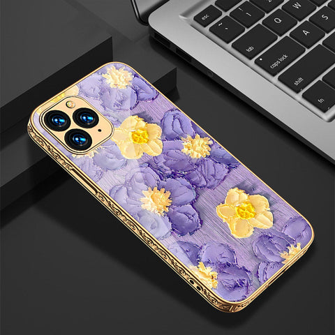 iPhone 12 Pro Cover - Floral Series - Premium Electroplated Shutterproof Case Soft Silicon Borders Case