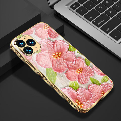 iPhone 12 Pro Max Cover - Floral Series - Premium Electroplated Shutterproof Case Soft Silicon Borders Case