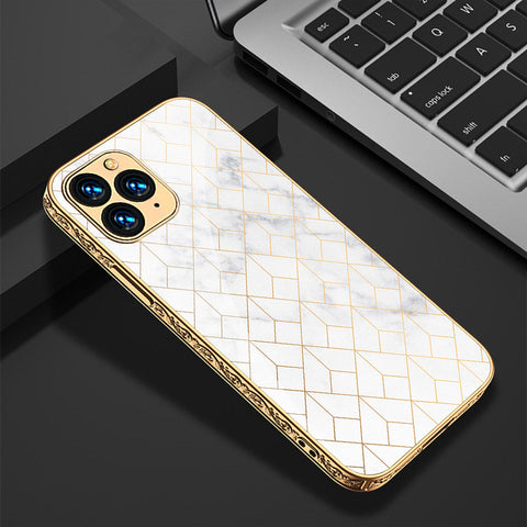 iPhone 11 Pro Cover - White Marble Series 2 - Premium Electroplated Shutterproof Case Soft Silicon Borders Case