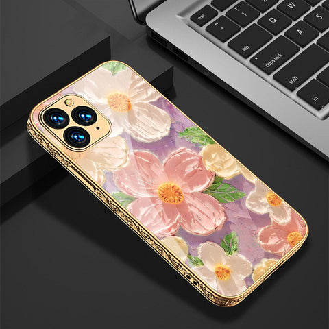 iPhone 12 Pro Max Cover - Floral Series - Premium Electroplated Shutterproof Case Soft Silicon Borders Case