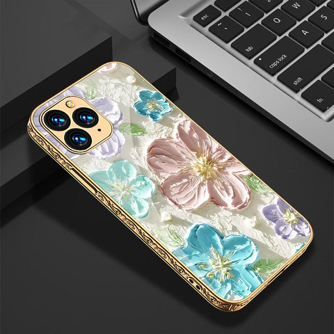 iPhone 12 Pro Max Cover - Floral Series - Premium Electroplated Shutterproof Case Soft Silicon Borders Case