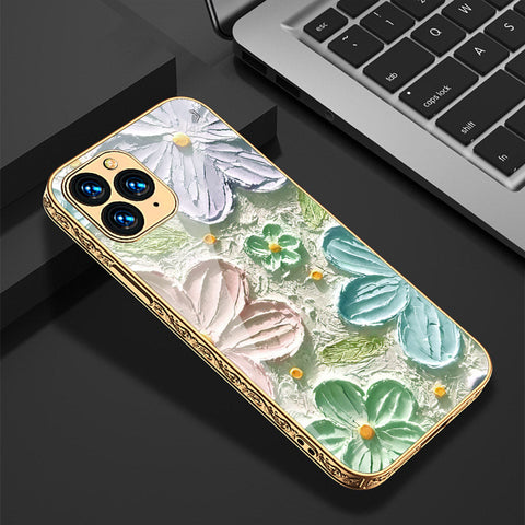 iPhone 12 Pro Max Cover - Floral Series - Premium Electroplated Shutterproof Case Soft Silicon Borders Case