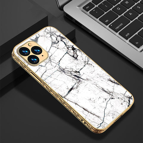 iPhone 12 Pro Cover - White Marble Series 2 - Premium Electroplated Shutterproof Case Soft Silicon Borders Case