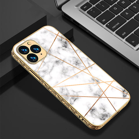 iPhone 11 Pro Cover - White Marble Series 2 - Premium Electroplated Shutterproof Case Soft Silicon Borders Case