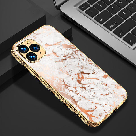 iPhone 11 Pro Cover - White Marble Series 2 - Premium Electroplated Shutterproof Case Soft Silicon Borders Case