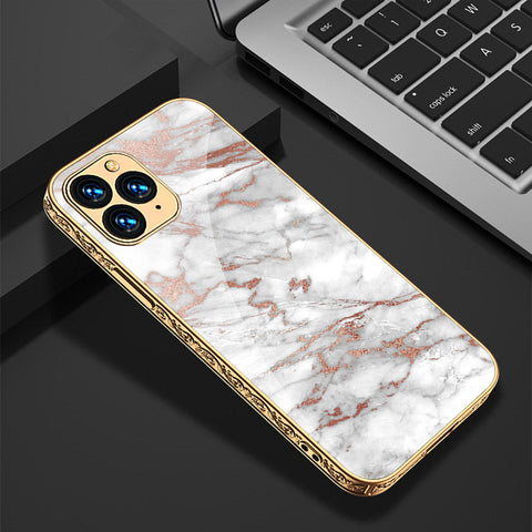 iPhone 12 Pro Max Cover - White Marble Series 2 - Premium Electroplated Shutterproof Case Soft Silicon Borders Case