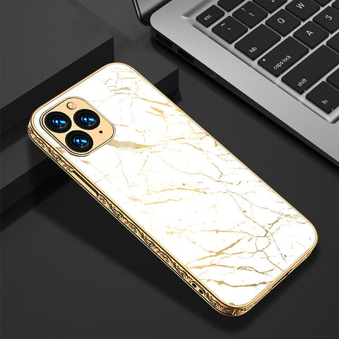 iPhone 11 Pro Max Cover - White Marble Series 2 - Premium Electroplated Shutterproof Case Soft Silicon Borders Case