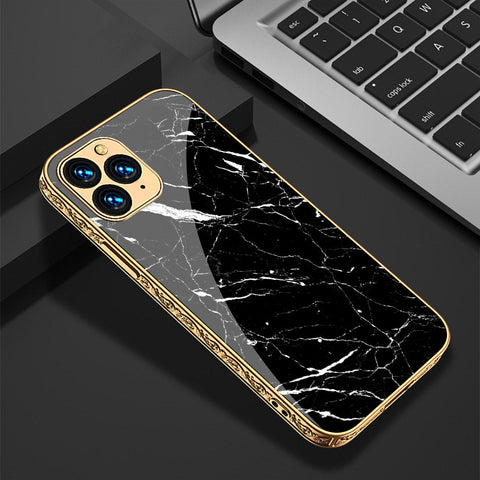 iPhone 11 Pro Cover - Black Marble Series - Premium Electroplated Shutterproof Case Soft Silicon Borders Case