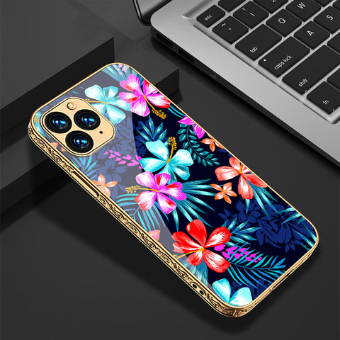 iPhone 12 Pro Cover - Floral Series - Premium Electroplated Shutterproof Case Soft Silicon Borders Case